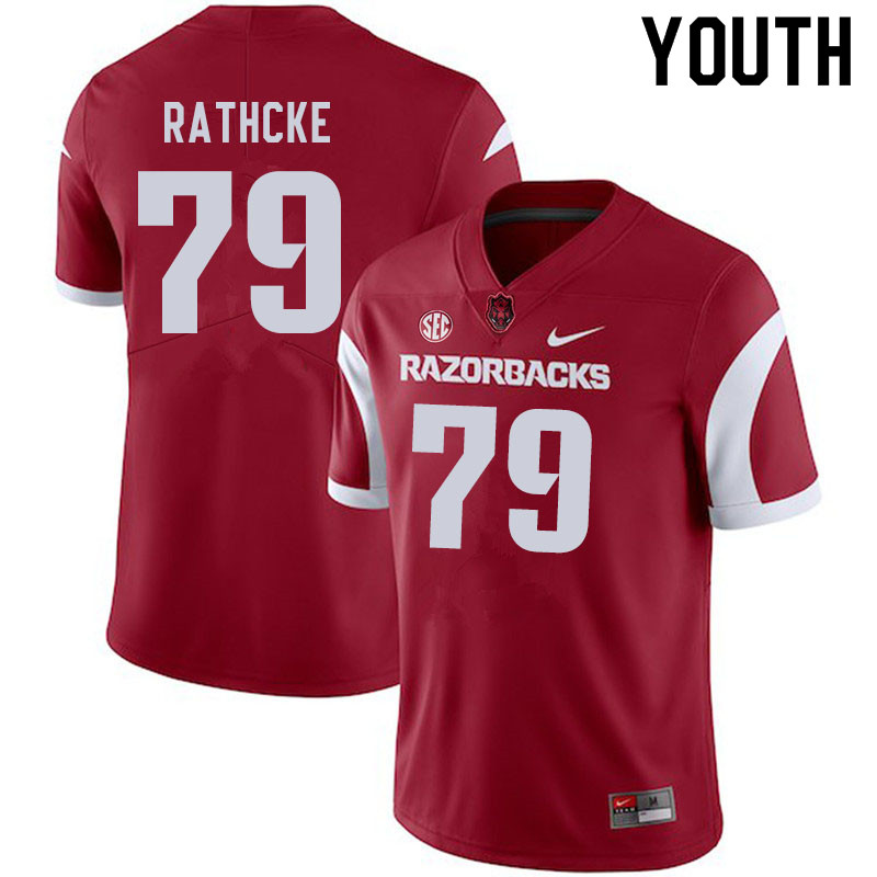 Youth #79 Dylan Rathcke Arkansas Razorbacks College Football Jerseys Sale-Cardinal